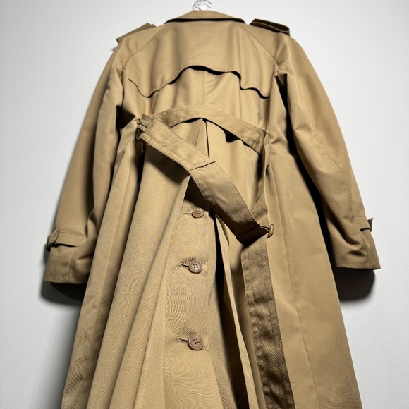 Vintage Long Cotton Blend Trench Coat with Nova Check Lining Sz 42 or Large - Picture 8 of 10